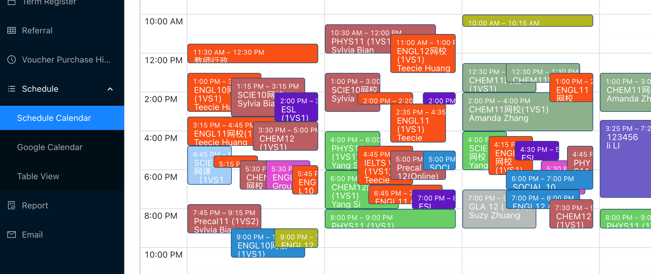 education management for class schedule